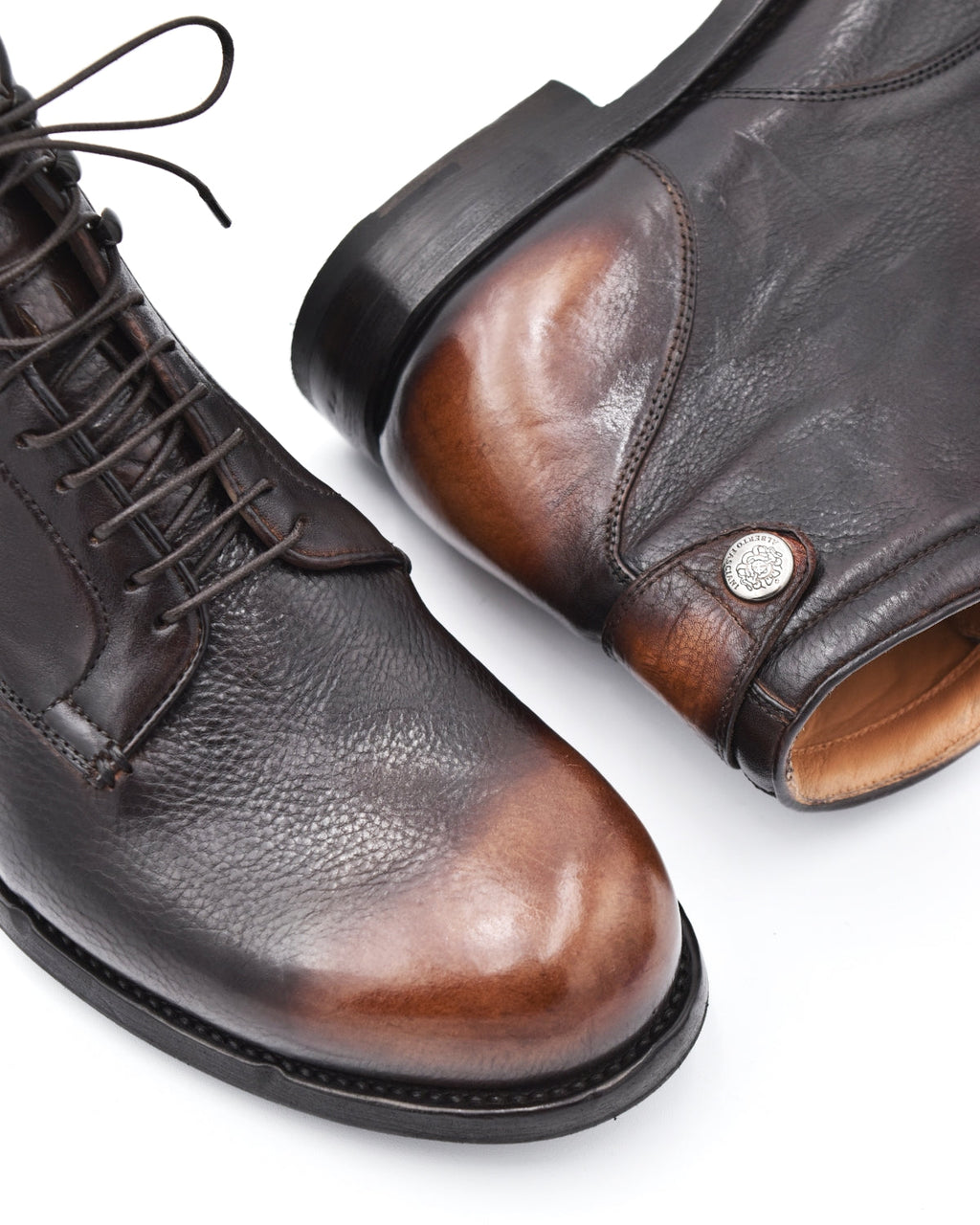 Alberto Fasciani Elias Burnished Brown Lace Up Boot